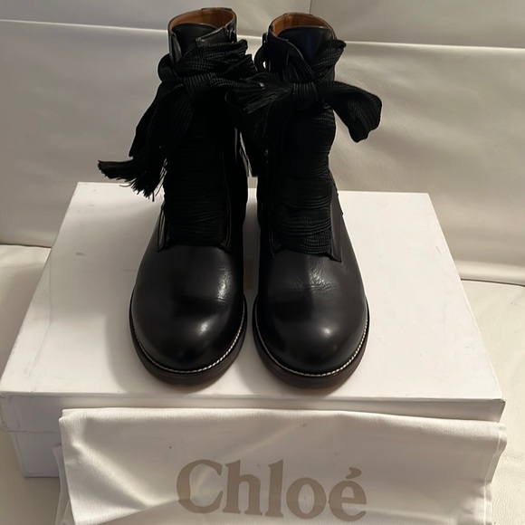 Chloe Harper Leather Lace up Boots 20mm - 39.5 - Picture 1 of 14